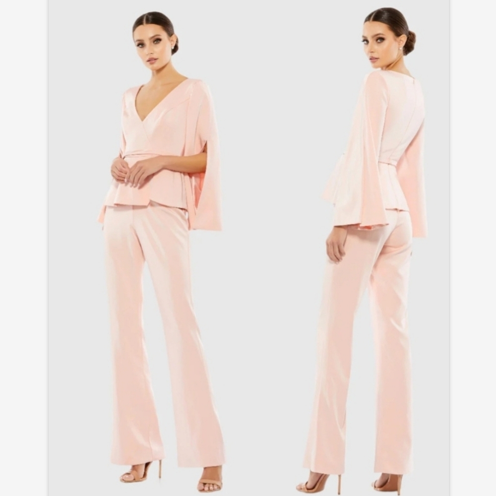 NWT Ieena for Mac Duggal Long Sleeve Two Piece Crepe Pant Suit Sz 4